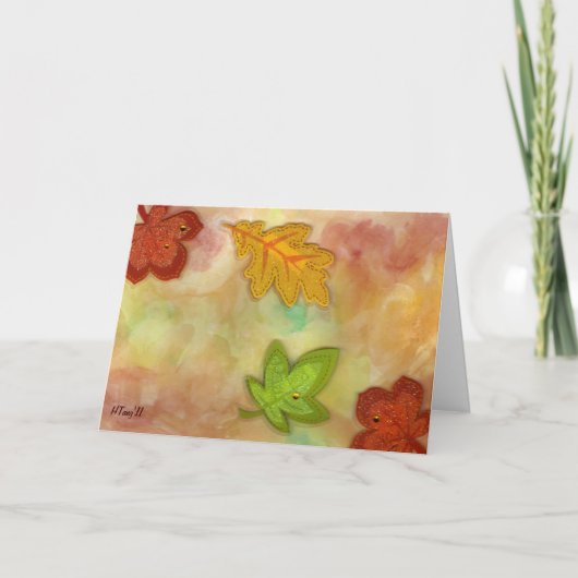 bladeren feestdagen kaart (Voorkant)