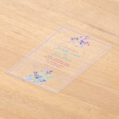 Bladeren & Gem Diamond Geometrische moderne bruilo Acryl Uitnodigingen (Laagn)