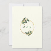 Bladeren Gold Wedding Invitation Sjabloon (Achterkant)