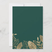 Bladeren goud smaragdgroen modern vrijgezellenfees kaart (Achterkant)