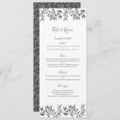  bladeren grijs Bruiloft Menu Kaart (Voorkant / Achterkant)