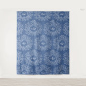 Bladeren hand getrokken monogram blauwe bruiloft a wandkleed (Voorkant)