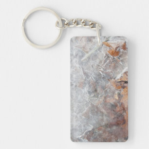 bladeren in ijs (goud) sleutelhanger