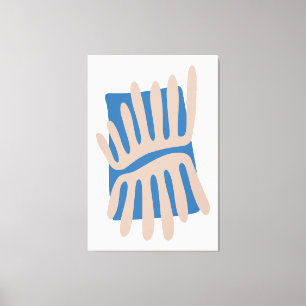 Bladeren Matisse Geïnspireerd Abstract in Blauw en Canvas Afdruk