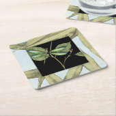 Bladeren met Dragonfly-ingang door Jennifer Goldbe Vierkante Kartonnen Onderzetter (Schuin)