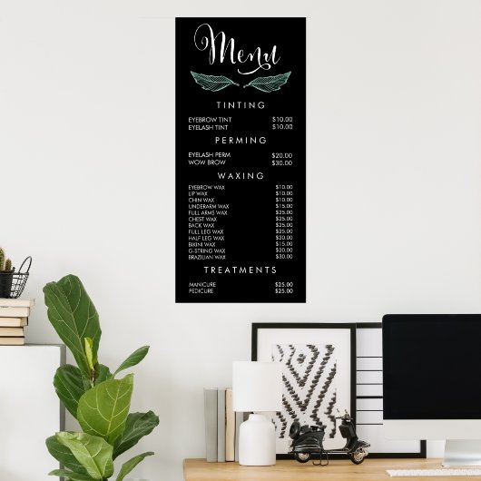 Bladeren Modern Salon Menu Prijslijst Muurposter Poster (Thuiskantoor)