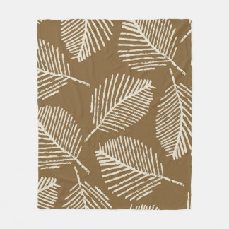 Bladeren monoprint, karamelbruin, naadloos. fleece deken