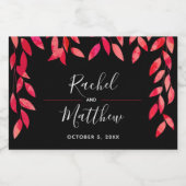 Bladeren op Black Wedding Celebration Mini Sparkling Wijnetiket (Enkel label)