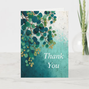 Bladeren op Groene Ombre Achtergrond Bedankt Card