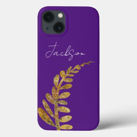 bladeren op paarse natuur toevoegen je eigen tekst Case-Mate iPhone case (Achterkant)