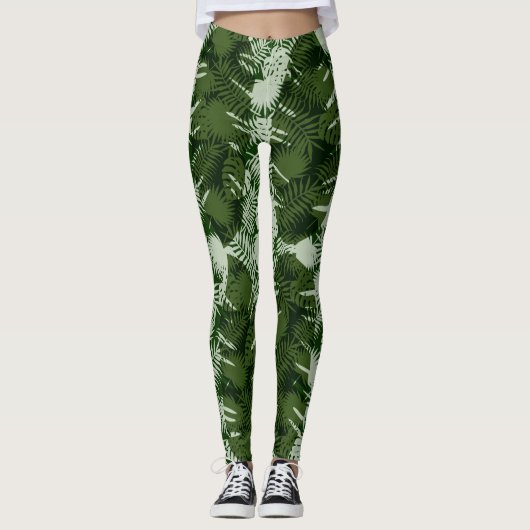 bladeren patroon bananblad design leggings (Voorkant)