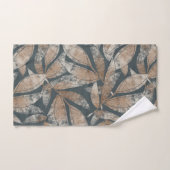 bladeren patroon bruin rokerig zwart bad handdoek (Handdoek)