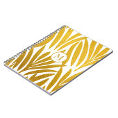 Bladeren Patroon Monogram Elegant Faux Gold Leaf Notitieboek (Linkerzijde)