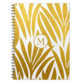 Bladeren Patroon Monogram Elegant Faux Gold Leaf Notitieboek (Voorkant)