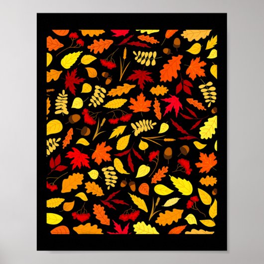 Bladeren Pattern Herfst Design Acorns tarwe Poster (Voorkant)