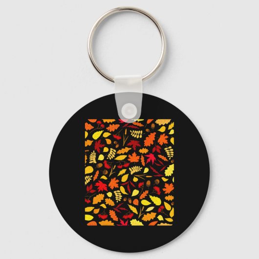 Bladeren Pattern Herfst Design Acorns tarwe Sleutelhanger (Voorkant)