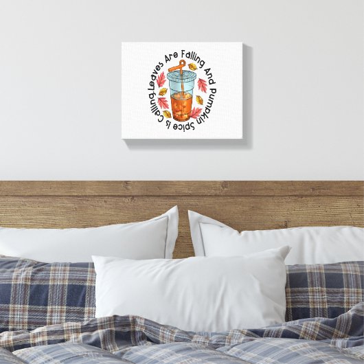 Bladeren vallen weg en pompoen bellen canvas afdruk (Insitu (Slaapkamer))
