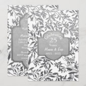 Bladeren van 25th Wedding Jubileum White Kaart (Voorkant / Achterkant)