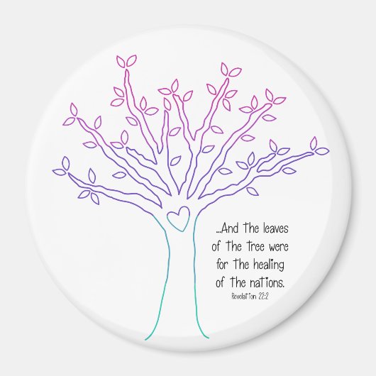 Bladeren van de boommagneet (Stijl Roze/Paarse) Magneet (Voorkant)