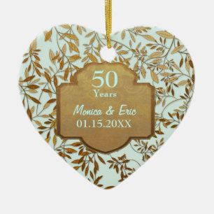 Bladeren van Gold 50th Wedding Jubileum Keramisch Ornament