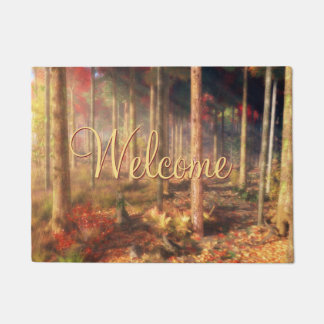 Bladeren van gouddeuromat deurmat