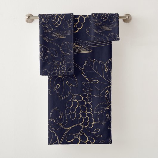 Bladeren van Navy- en gouddruiven Bad Handdoek (Insitu)