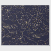 Bladeren van Navy- en gouddruiven  Cadeaupapier (Vlak)