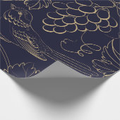 Bladeren van Navy- en gouddruiven  Cadeaupapier (Hoek)