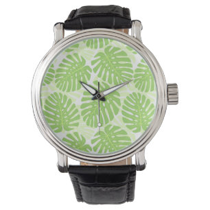 Bladeren van tropisch Plant - Monstera Pattern Horloge