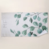 Bladeren Waterverf Eucalypt Beak Beak Strandlaken (Voorkant)