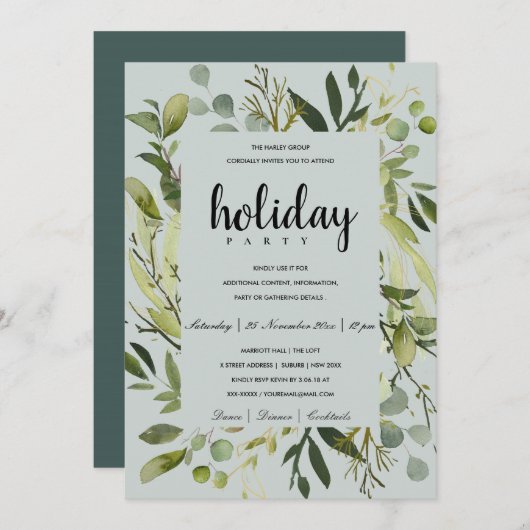 BLADERIG FRAME GROEN GRIJS BEDRIJFSONTHAAL FEEST KAART (Voorkant / Achterkant)