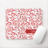 Bladerig Rood Patroon Moderne Elegante Aangepaste Muismat (Met muis)