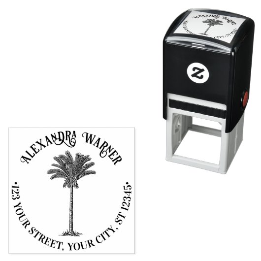 Bladerige Dadelpalm Boom Tropische Naam Retouradre Zelfinktende Stempel (In situ)