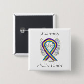 Bladerkanker enenengels lintjes vierkante button 5,1 cm (Voorkant /achterkant)