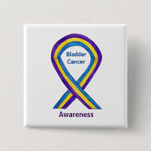Bladerkanker Stripes Awareness Ribbon Button