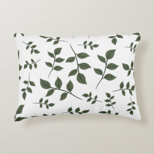 Bladertakken met groene bladeren op wit accent kussen