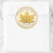 Bladgele esdoornsiroop ronde sticker (Tas)