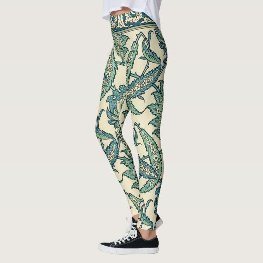 Bladgroen  Arabisch Botanisch Patroon Leggings (Links)