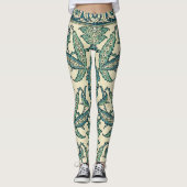 Bladgroen  Arabisch Botanisch Patroon Leggings (Voorkant)