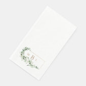 Bladgroen & Goud Monogram Wit Elegant Bruiloft Servet (Hoek)