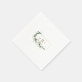 Bladgroen & Goud Monogram Witte Elegante Cocktail Servet (Hoek)