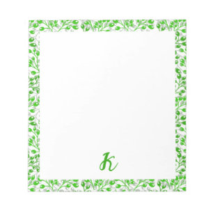 Bladgroen patroon Modern Elegant monogram Notitieblok