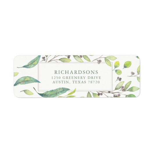 bladgroen | Trendy Waterverf Etiket (Voorkant)