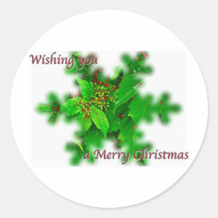 Bladgroen Vrolijk Kerstfeest Sticker