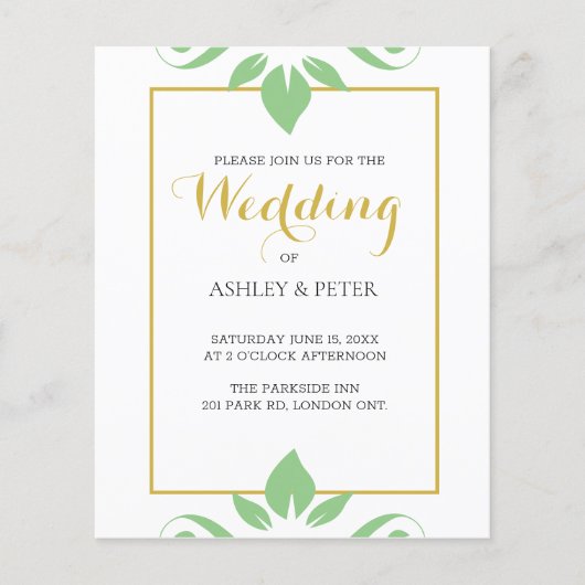 Bladgroene bruiloft uitnodiging (Voorkant)