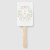 Bladkam Monogram Bruiloft Handwaaier (Achterkant)