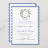 Bladkam monogram | Uitnodiging voor geschulpte bru (Voorkant / Achterkant)