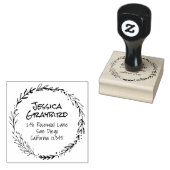 bladkrans adresstempel 	rubberstempel (Gestempeld)