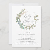 Bladkrans | Botanisch Baby shower met goud Kaart (Voorkant)