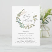 Bladkrans | Botanisch Baby shower met goud Kaart (Staand voorkant)
